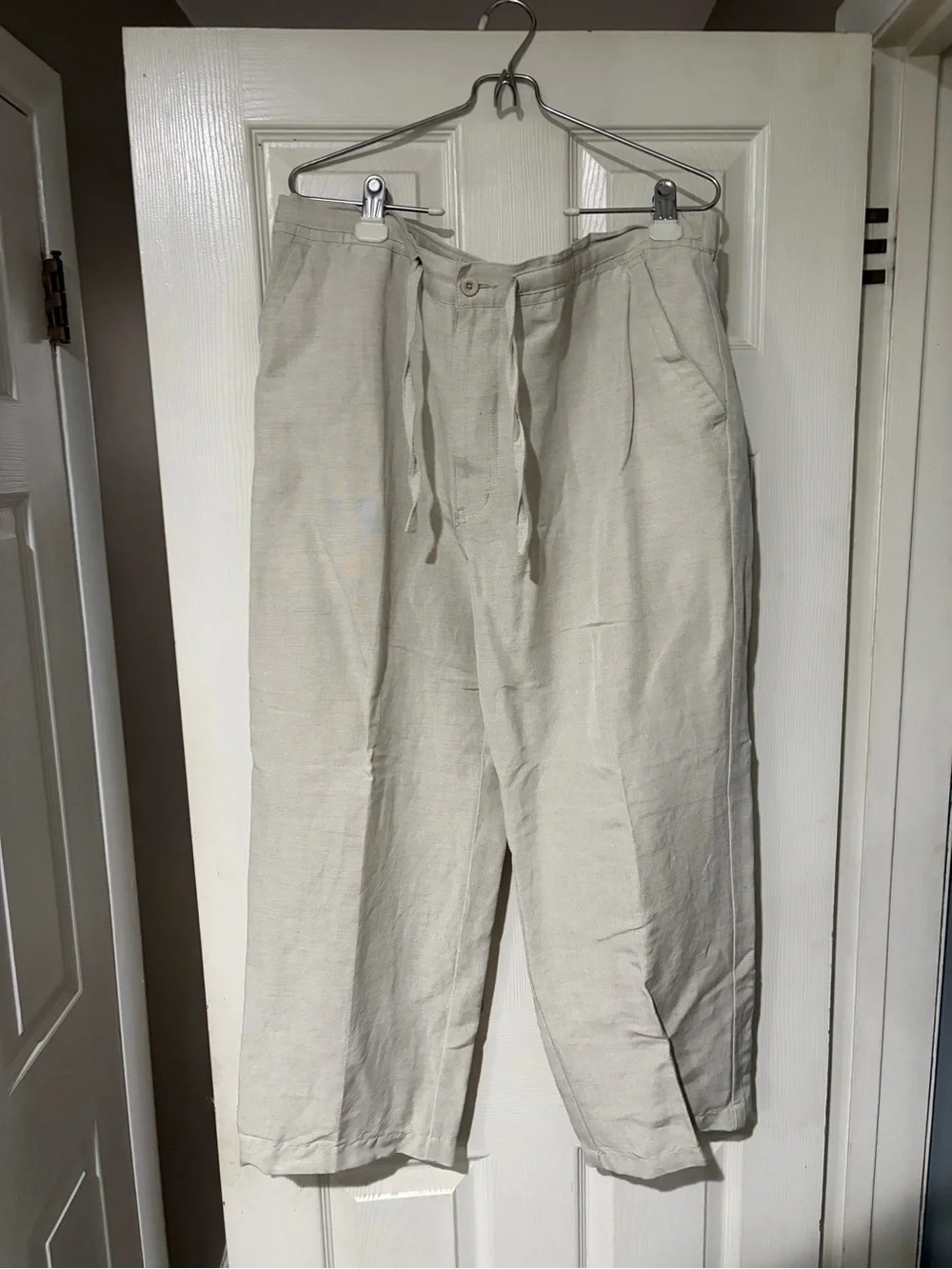 Cubavera Men's Cream Drawstring Linen-Blend Chinos